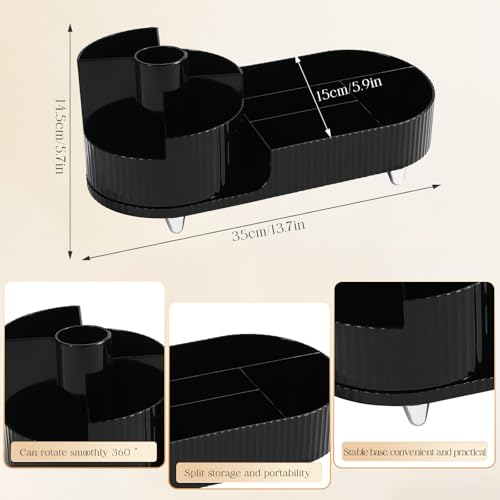Organizador de maquillaje acrílico giratorio, almacenamiento transparente para pinceles, tocador, baño y dormitorio, organizador de maquillaje redondo con cajones