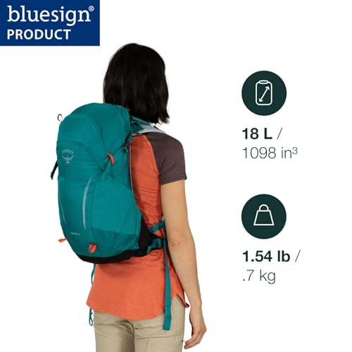Image of Osprey Hikelite 18L Lightweight Hiking Backpack - Durable Travel Daypack with Rain Cover for Men and Women, Purple Ink /Purple Dusk /Cheddar Orange