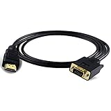 HDMI to VGA Adapter Cable JBingGG Converter Monitor D-SUB 15 Pin HDMI Gold Male to VGA Male Connector Cord Transmitter one-way transmission for Computer PC 6Ft (Black)