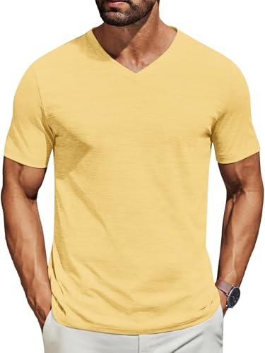3/5 Pack Mens T Shirt Short Sleeve V-Neck Soft Fitted Tees S - 5XL Fresh Classic Tshirts3