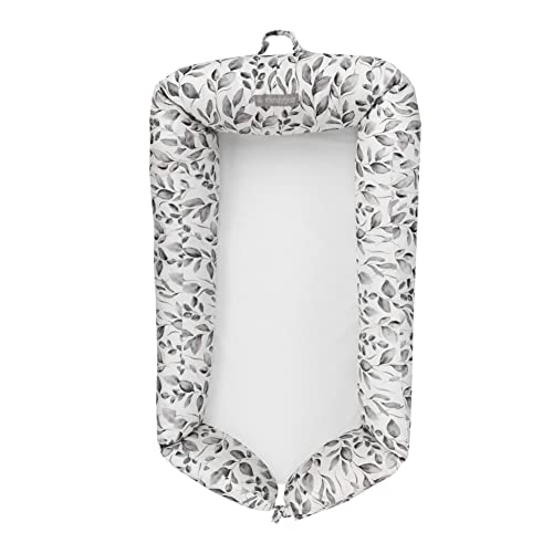 MIMUSELINA | Cuco Nest Reductor de Cuna Bebe – Cama Nido Bebe Recien Nacido Desenfundable y Impermeable – Cuna Nido Bebe Portátil Colecho, Chichonera, Cojín de Lactancia, 85×52 cm (Botanic)