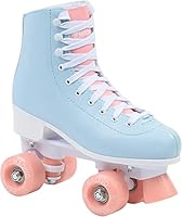 MADIVO Pastel Damen Klassische Retro Rollschuhe | ABEC-7 Kugellager | Mädchen Roller Skates Inliner Inlineskates | Blau/Koralle | Gr. 35, 36, 37, 38, 39, 40, 41 (38)