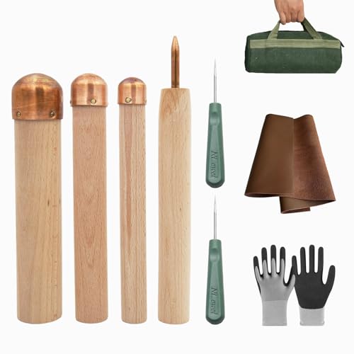 Enphla 9 Pcs Flint Knapping Tools, Flint Knapping kit for pros and Beginners, Crafting Obsidian Stone and...