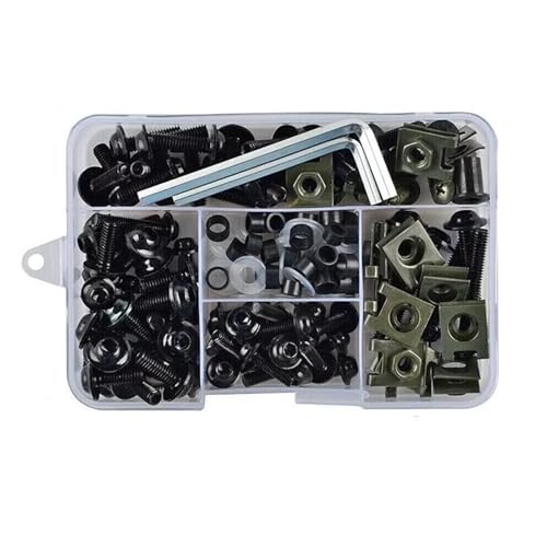 Juego tornillos motocicleta Kit Completo Tornillos Carenado Clips Sujeción Juego Tuercas Tornillo Para YZFR1/R3/R6 R25 FZ1/6/8(Negro)