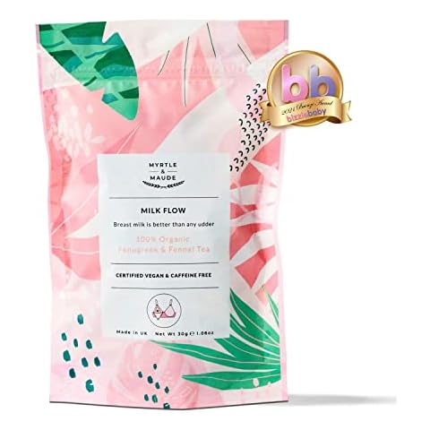 Myrtle & Maude - Milk Flow Tea - Boost Lactation for Breastfeeding Support - 100% Organic Fenugreek & Fennel Tea - Caffeine Free - Certified Vegan (30 g (Pack of 1)) Cover