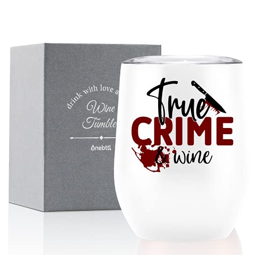 Onebttl True Crime Gifts for Crime Scene Lovers, Detective, Murderino, Investigators, Crime Documentaries Loverss, 12Oz Stainless Steel Tumbler Mug Cup, White