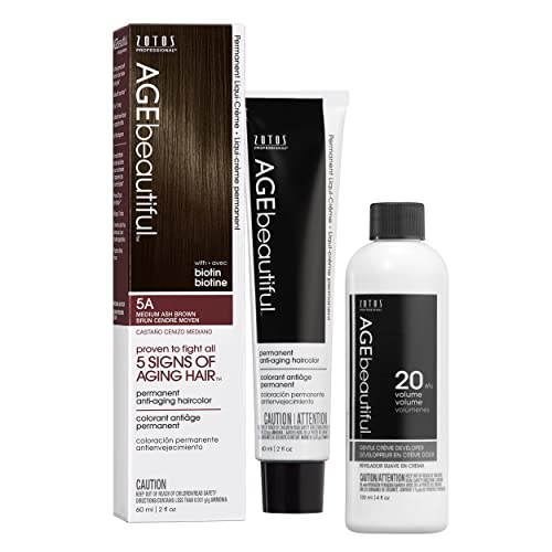 Image of AGE beautiful Permanent Hair Color Cream, 100% Gray Coverage Hair Dye with Biotin Anti-Aging Formula for Fuller, Thicker Hair, Professional Salon Quality