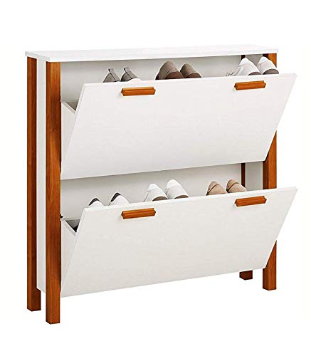 Image of APRODZ Mango Wood Fraze Shoe Cabinet for Home | Shoe Rack Organiser | White Finish