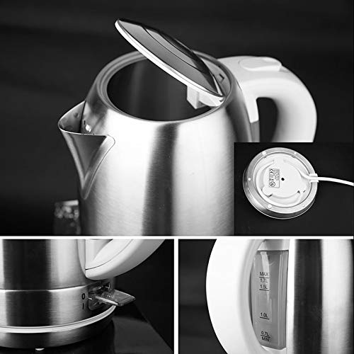 Hervidor eléctrico QWEASDF 1.7L doble pared acero inoxidable miniatura 4
