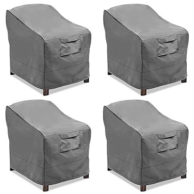 Vailge Patio Chair Covers, Lounge Deep Seat Cover, Heavy Duty and Waterproof Outdoor Lawn Patio Furniture Covers (Grey, 4 Pack-Medium)