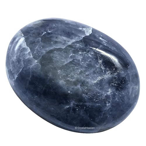 Image of Crystal Heaven Iolite Crystal Palm Pebbles Stones For Anxiety Stress Relief Massage - Aaa Grade Original Healing Gemstone Agate Palm Stone For Yoga Meditation Spiritual Reiki Feng Shui