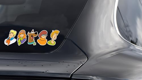 Image of Elektroplate Officially Licensed Scooby-Doo Mystery, Inc. Faces Dynamic Decals | Premium Auto-Grade All Weather Vinyl Sticker for Car, Water Bottle, Laptop, Cooler, Phone | Made in USA | Set of 5
