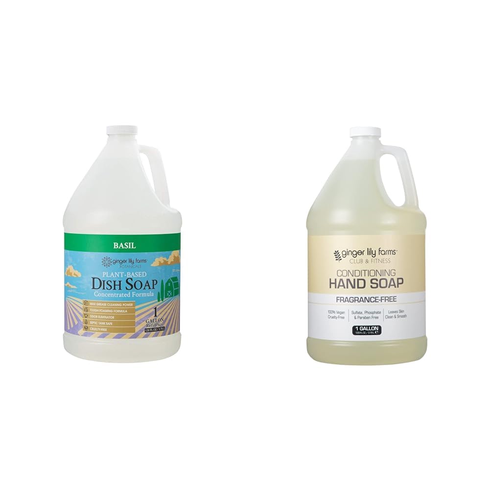 Ginger Lily Farms Botanicals Plant-Based Liquid Dish Soap Concentrated Formula Club Fitness Conditioning Liquid Hand Soap Refill 100