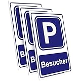 PRINTIMA 3x Parkplatzschild Besucher 32x21 cm – PVC-Schilder inkl. Befestigung – Wetterfeste Besucherschilder zur Parkplatzkennzeichnung auf Firmenparkplätzen & Gewerbeflächen