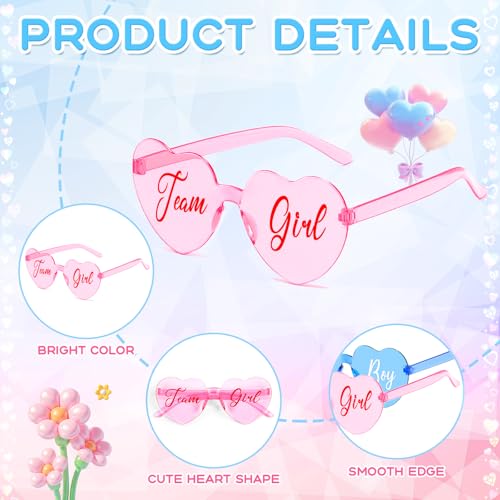 Matcheck 40 Pcs Gender Reveal Glasses Heart Star Shpaed Sunglasses Pink Blue Team Girls/Boy Baby Shower Party Favors3