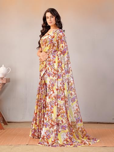 Image of Garden Vareli Floral Print Chiffon Saree