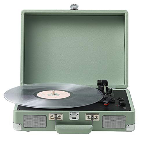 Giradischi Portatile per Valigia con Altoparlante Stereo, Giradischi per Valigia in Vinile con Trasmissione a Cinghia a 3 velocità, Supporto Registrazione da 7/10/12 Pollici, Uscita Audio RCA, in