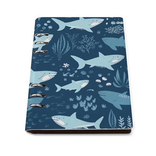 Cuaderno A5 de piel sintética de alta calidad y tacto premium Sharks recargable