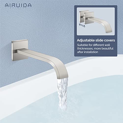 Airuida Shower System With Tub Spout Brushed Nickel Tub And Shower Faucet Combo 3 Function Tub Shower Faucet Set 10 Inch Wall Mount Rainfall Showerhead And Handheld Rough-In Valve Included #TOP3