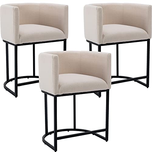Buy Modern Counter Height Linen Fabric Upholstered Counter Stools Set