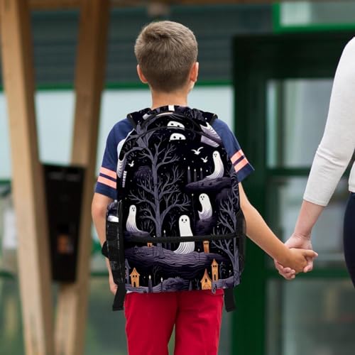 Sac à dos fantôme d'Halloween multicolore avec trousse d'école pour élèves