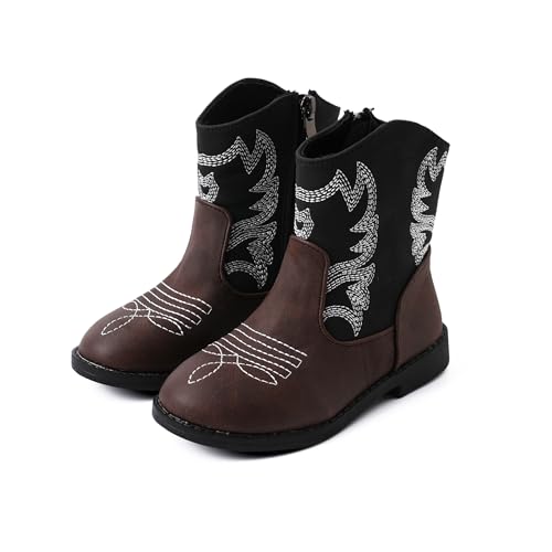 PATPAT Girls Cowboy Boots for Little/Big Kid Mid Calf Western Cowgirl Boots