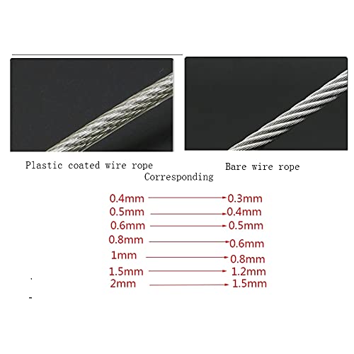 Cable Acero Cuerda de alambre acero Flexible recubierta PVC 50 metros, 0,5-3mm, Cable suave, tendedero inoxidable transparente(3mm)