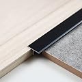 Trimold 3Pcs Aluminum T Molding Trim & Floor Transition Strips, Flat Divider Strip for Door Threshold and Joining Flooring Gaps of Laminate Planks Tile (3Ft x 0.8In, Matte Black)