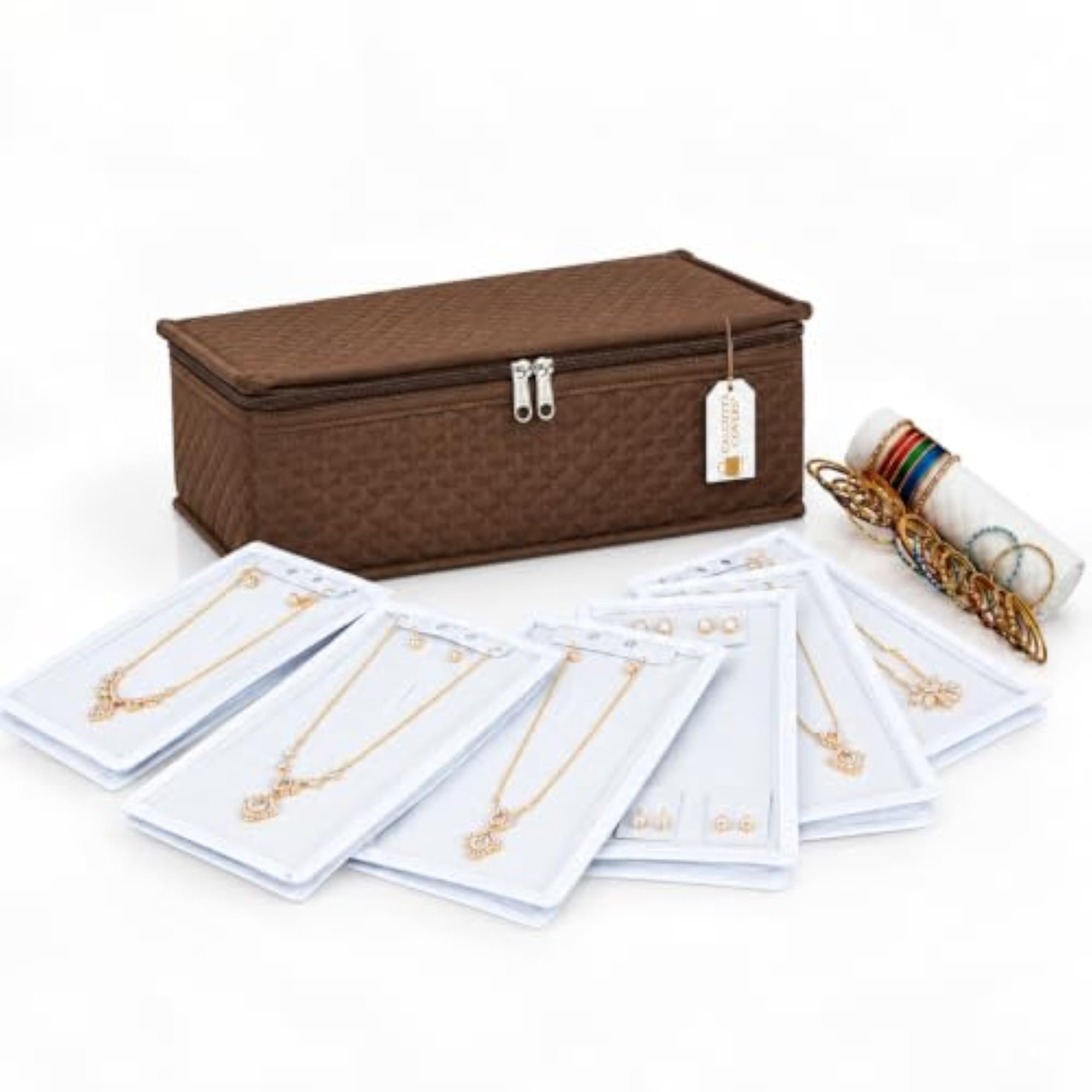 Satin Quilted Jewellery Organizer Box, All-in-One Travel Kit