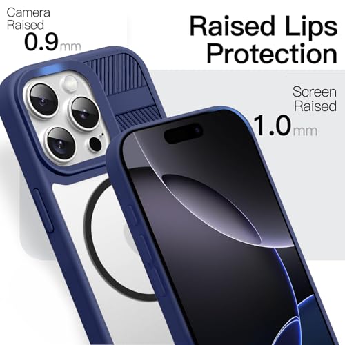 Image of KARWAN️ Magnetic Clear Back Case Cover for iPhone 14 Pro (6.1-Inch-) |Acrylic Transparent Slim | Shockproof iPhone 14 Pro Mobile Phone Back Cover [Clear Back] [TPU + Pc] [Blue]