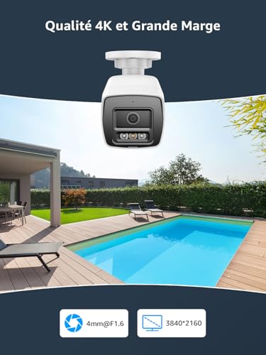 ANNKE H800 4K Überwachungskamera Aussen Set, 8 Kanal Videoüberwachung mit 4X 8MP PoE IP Kamera und 2TB HDD NVR für 24/7 Aufnahme Innen außen, Personenerkennung und Fahrzeugerkennung, IP67