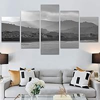 SIGNWIN 5 Panel Canvas Wall Art Dramatic Forest Landscape Living Room Orange Photography Rustic for Home Decorations Ready to Hang - 60