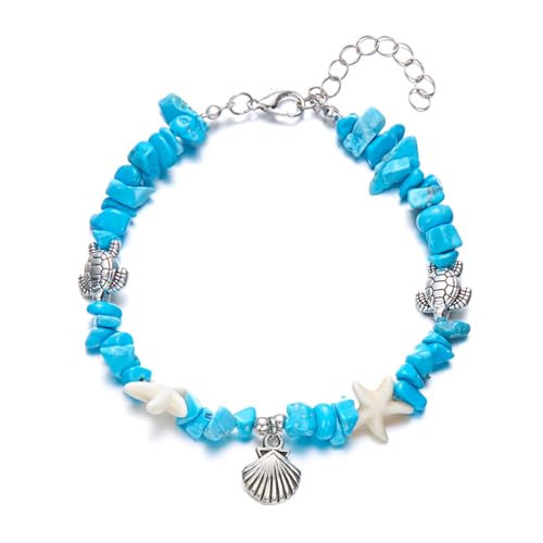 coadipress Starfish Shell Bracelet Trendy Bohemian Handmade Adjustable Shells Conch Pearl Charm Bracelets Hawaiian Ocean Summer Holiday Mermaid Costume Jewelry