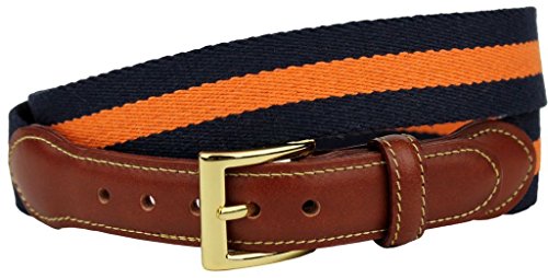 COUNTRY CLUB PREP What is a Wahoo Leather Tab Surcingle Stripe Belt in Navy and Orange2
