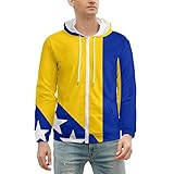Bosnia and Herzegovina Flag Hoodies for Men Lightweight Fleece Hooded Sweatshirt Jacket Coats with Zip 5XL