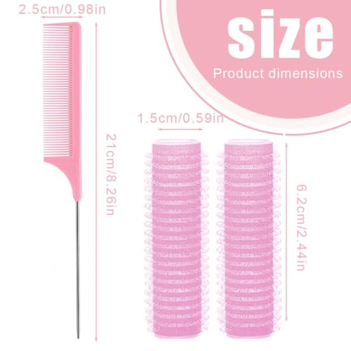EIHI Lockenwickler Kurze Haare Selbsthaftend Haftwickler Kleine Locken Set Friseursalon Lockenwickler über Nacht Haarwickler Styling-Tools mit 1 Packung Rattenschwanzkamm Werkzeuge, 25 Stück