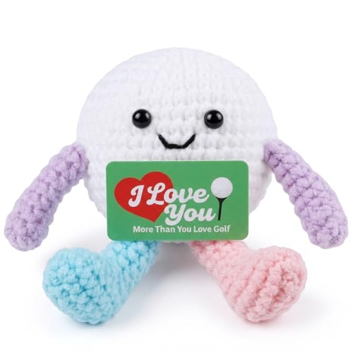 Vkeyinf Funny Positive Crochet Golf, Handmade Cute Knitted Golf Ball