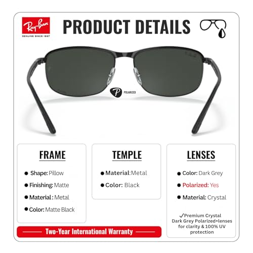 Image of Ray-Ban RB3671CH CHROMANCE POLARIZED Square-Round Shape Sunglasses for Men & Women with Official Eyewear Kit