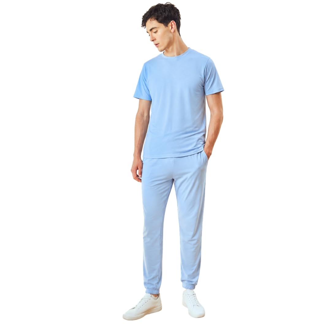 nobero Men's Powder Blue Helios Lounge Sets - Lounge Sets for Men - Tee & Joggers Set - M-picture-22