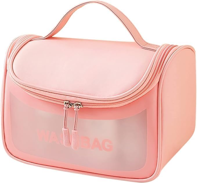 Stylish Waterproof Toiletry Bag with Handle for Women | Transparent Makeup Organizer Pouch for Travel and Daily Use | Elegant Vanity Kit for Personal Hygiene and Beauty Storage-picture-54