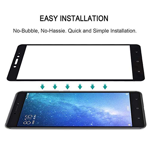 Image of Zitel Tempered Glass Screen Protector for Redmi Mi Max 2 / Mi max (Black) Edge to Edge Full Screen Coverage with Easy Installation Kit
