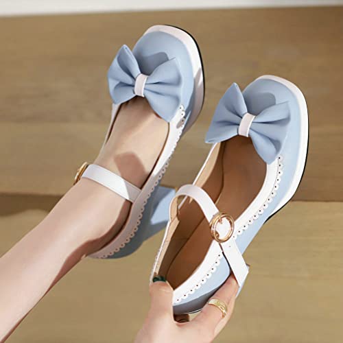 LUXMAX Women Bow Mary Jane Wingtip Shoes Platform Chunky High Heel Oxford Kawaii Pumps Block Heel Buckle Cute Pumps4