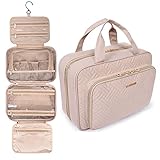 BAGSMART Toiletry Bag Hanging Travel Makeup Organizer with TSA Approved Transparent Cosmetic Bag Makeup Bag for Full Sized Toiletries, Large-Pink