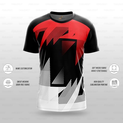 Image of YOURJERSEY Custom Sports Jersey for Men & Kids | Add Player Name | Personalised Cricket /Football /Badminton T-Shirt | Custom Team Jersey