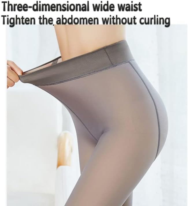 Vista 6 de Diameleo Mallas de invierno con forro polar translúcido, mallas de invierno de forro polar translúcido falso, mallas transparentes de forro polar