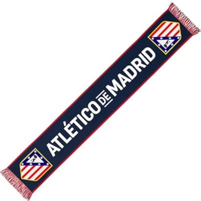 Bufanda Atlético de Madrid oficial, con escudo bordado y diseño clásico rojiblanco, ideal para animar en el estadio o lucir en invierno. | Ya disponible en tu tienda friki favorita! En mundofriki.es!