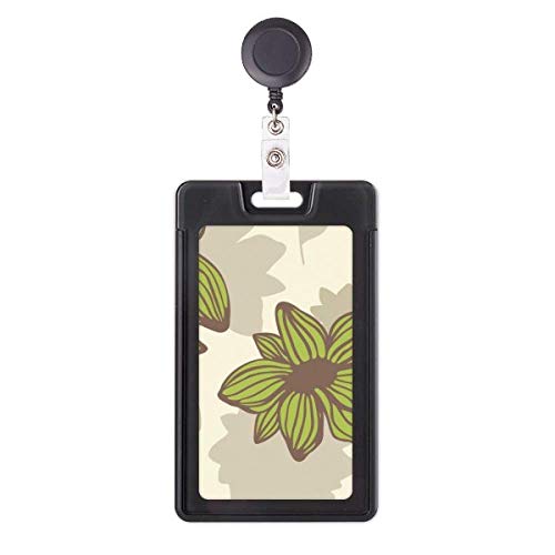 Porte-badge rétractable fleurs marron et vert pour cartes d'accès