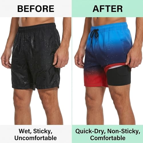 Image of Keevoom Mens Swim Trunks Compression Liner Swimming Shorts Swimwear Quick Dry Swimsuit Bathing Suits Board Shorts