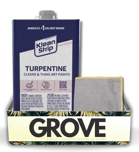 Klean Strip Turpentine Solvent 1 qt Bundle with Microfiber Cloth - Paint Thinner for Oil Based, Enamel, Lacquer, and Stains -Paint Thinner Remover for Cleaning Brushes and Equipment - (2 Items)