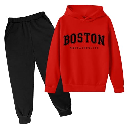 Ensemble pull à capuche garçon rouge chaud anti-froid
